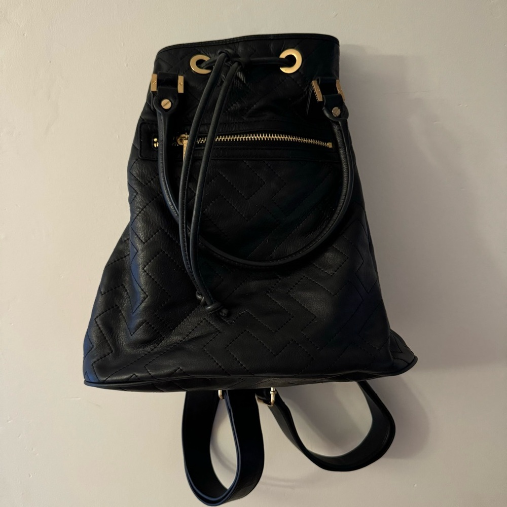 Black leather backpack
